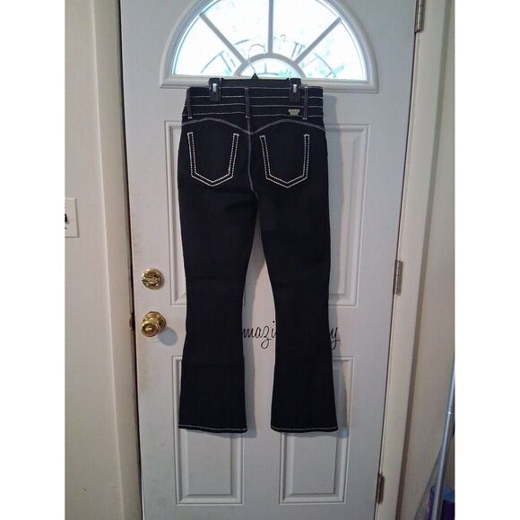 Bamboo Jeans Black with White Stitching Boot Cup Juniors 13/14 - Picture 4 of 9